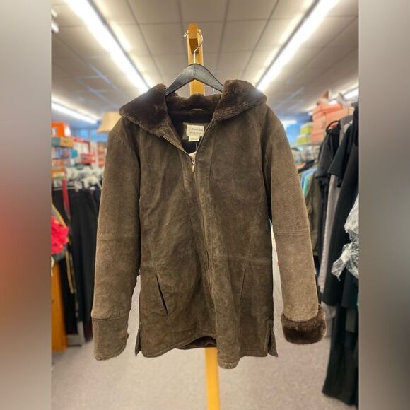 St Johns Bay Ladies Med Brown Washable Suede Winter Coat - Picture 1 of 6